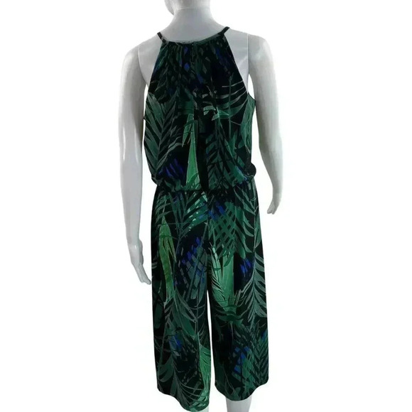 London Times Jumpsuit Romper 6 Tropical Botanical Palm Print Beach Vacation - Picture 5 of 16
